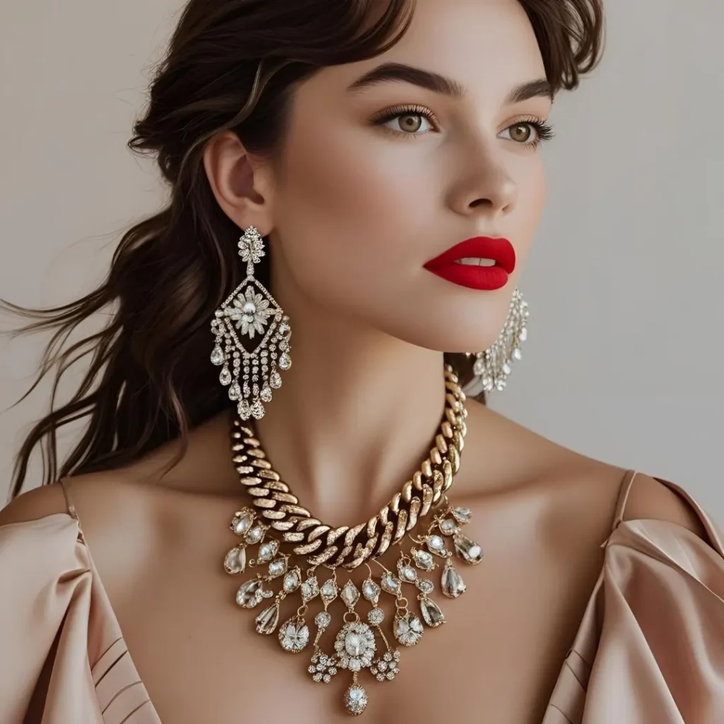 Statement Jewelry and Bold Makeup