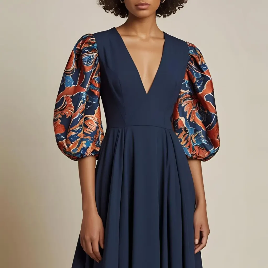 . Midi Dress with Statement Sleeves