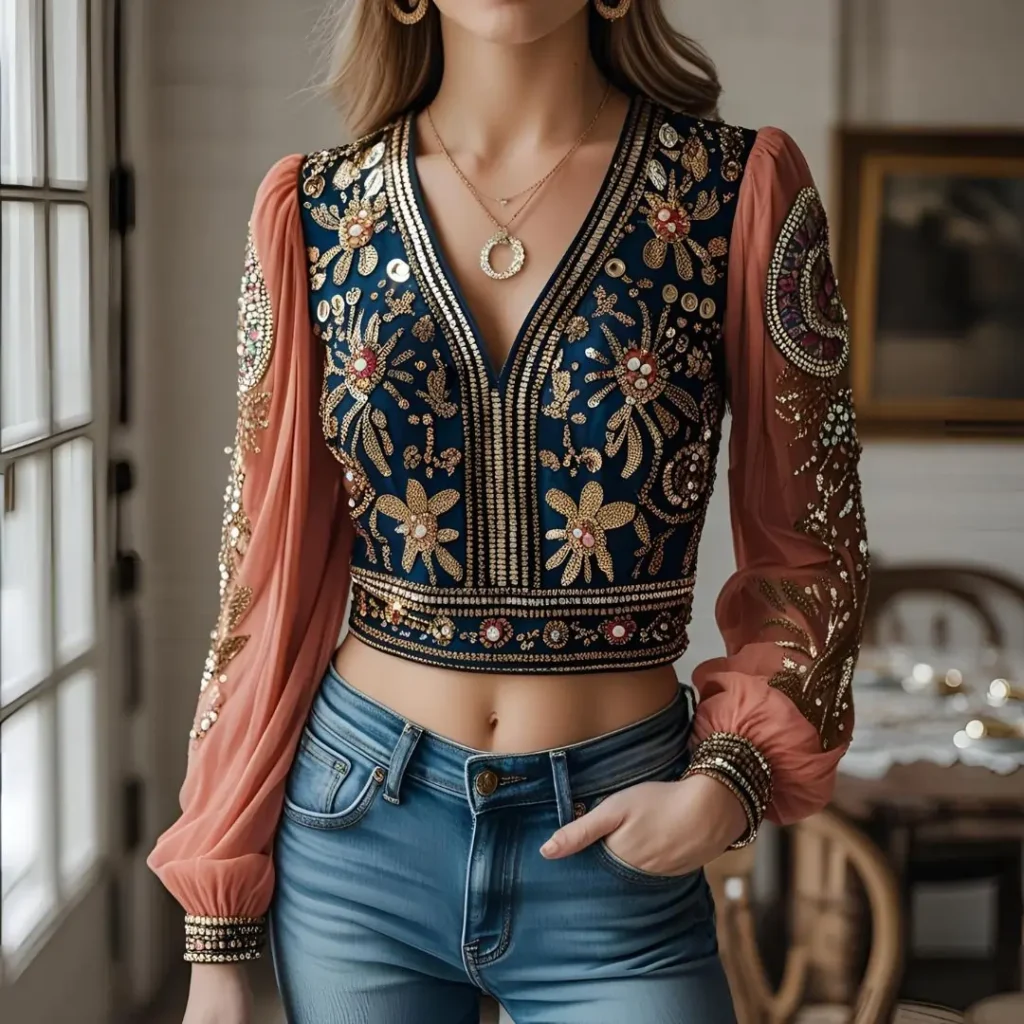 Embellished Top with Jeans