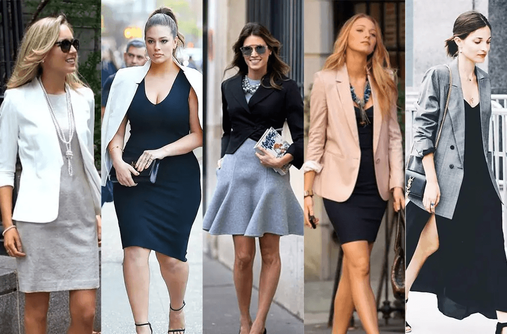  White shirt layered under a structured blazer with shorts: