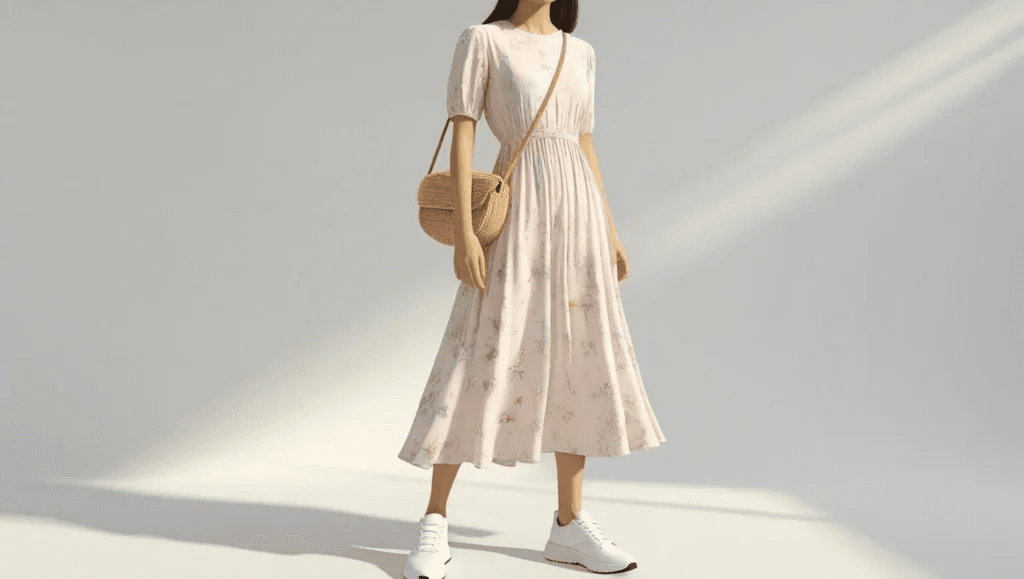 Midi Dress ,Crossbody Bag
