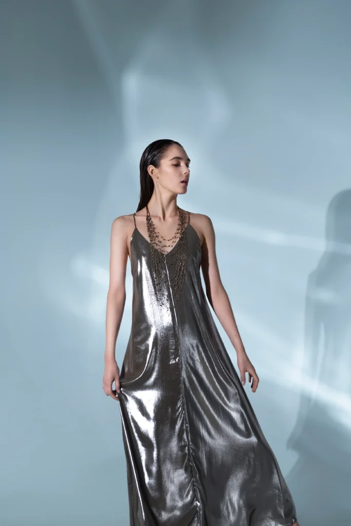 Metallic Skirt with Blouse