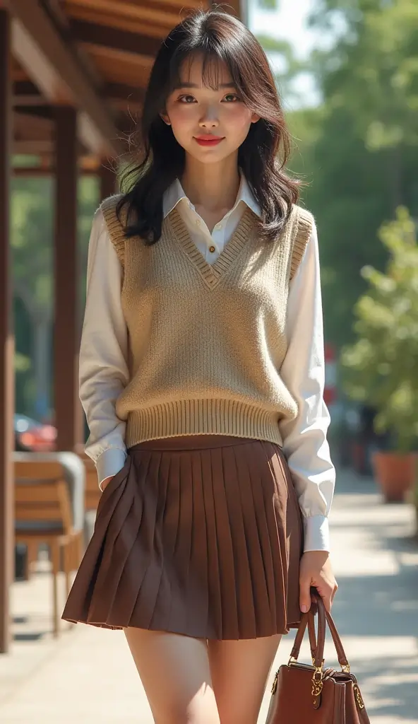 . Sweater Vest + Pleated Skirt
