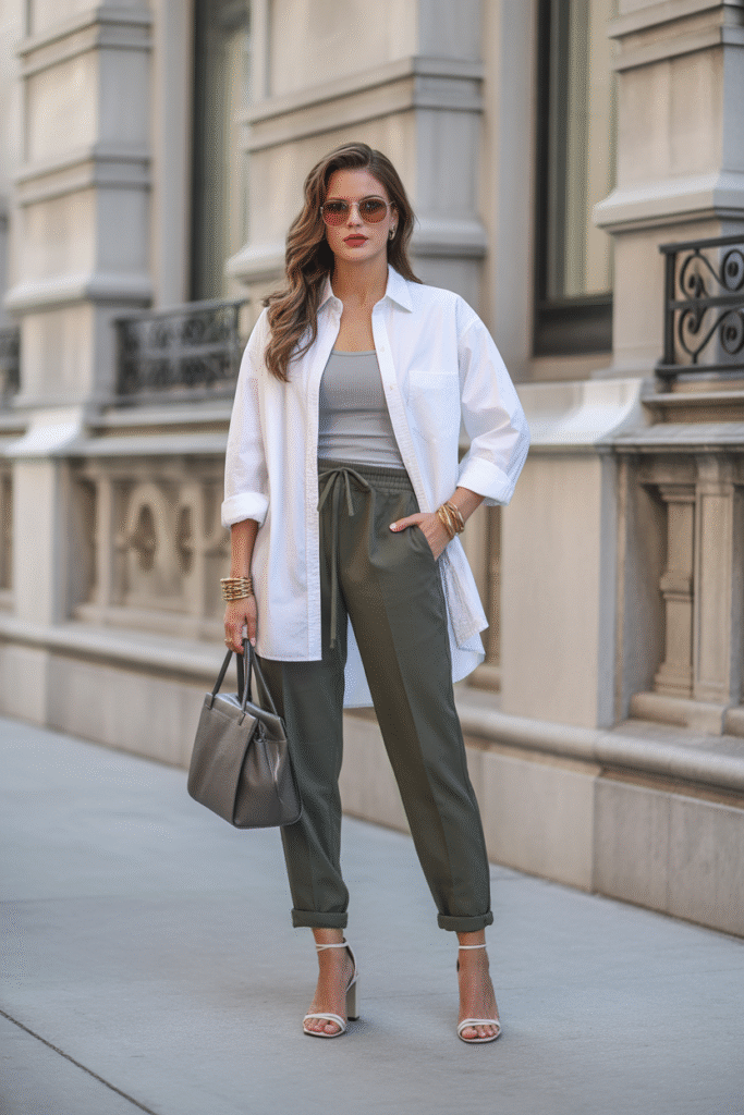 White Button-Down + Joggers (Unexpected Polish)