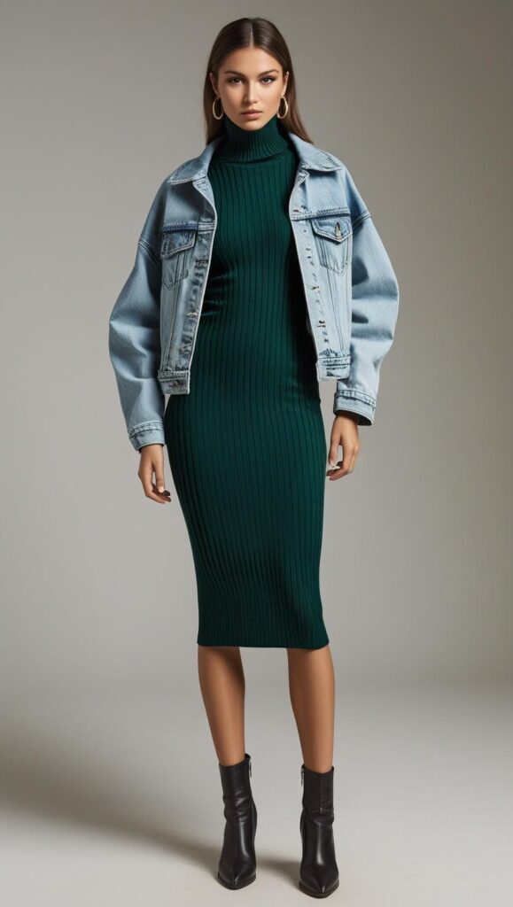  Denim Jacket + Knit Dress