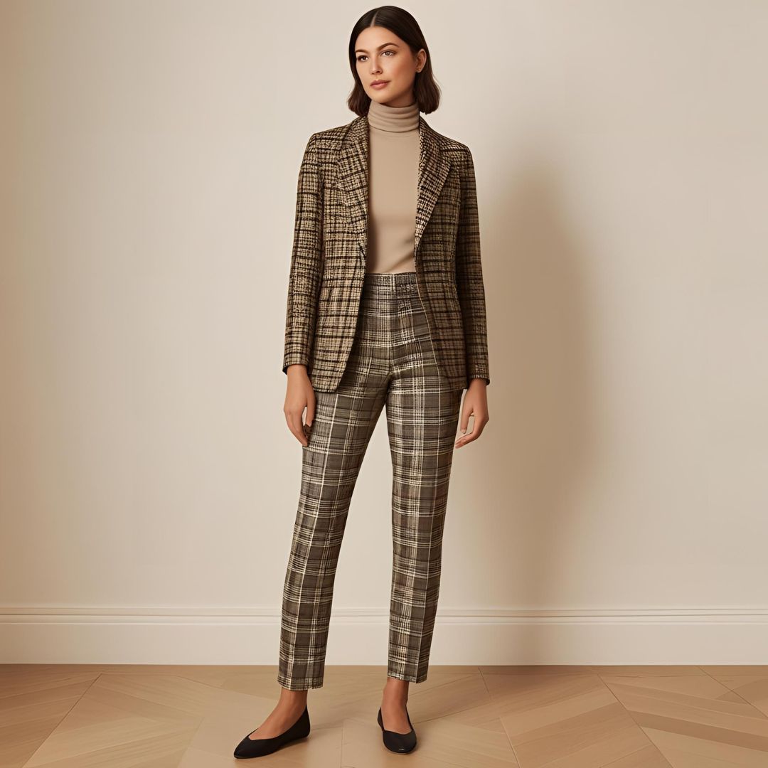 Turtleneck with Checkered Blazer