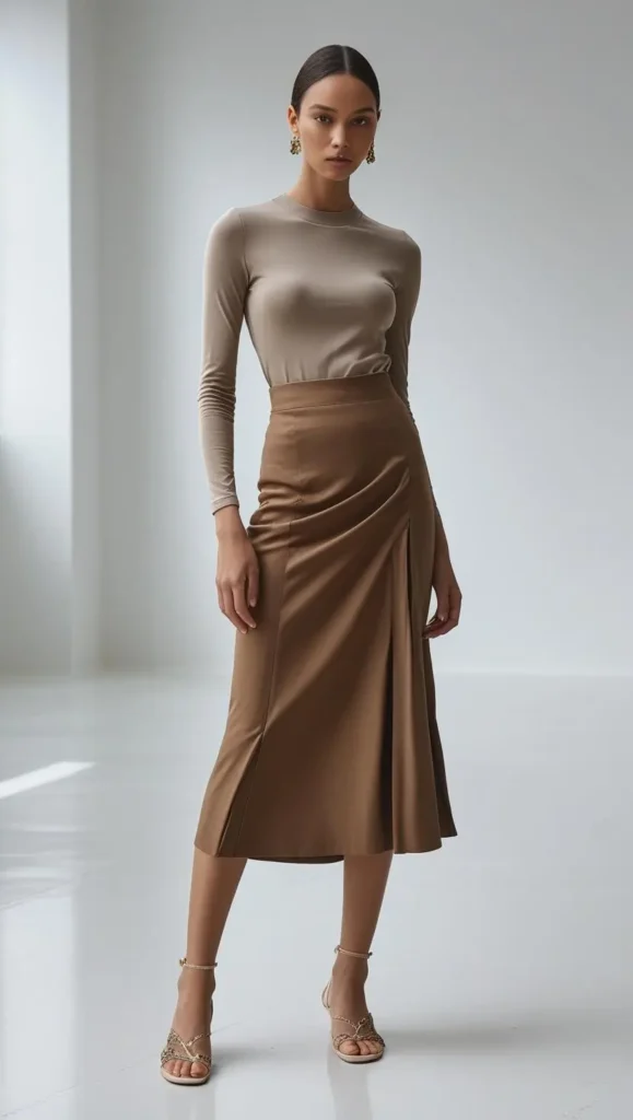 Long Sleeve Top + Midi Skirt
