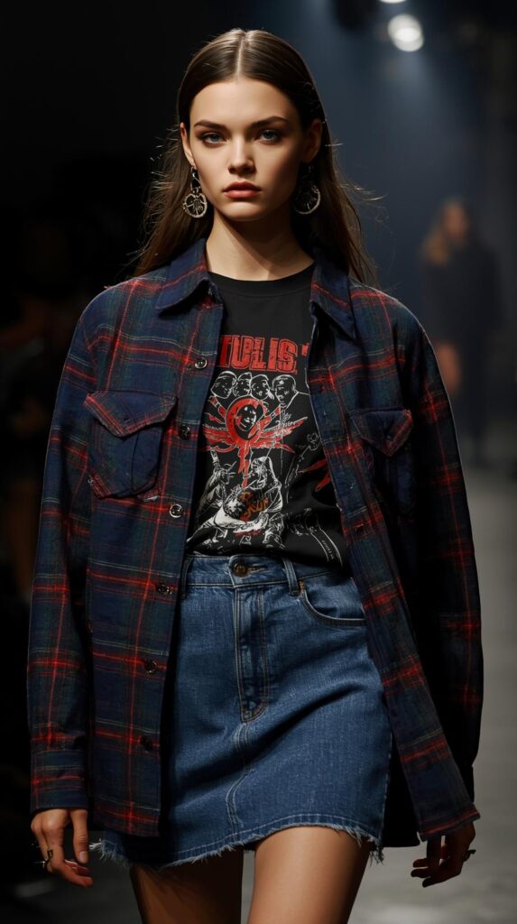 5.2 Plaid Shirts with Denim Skirts