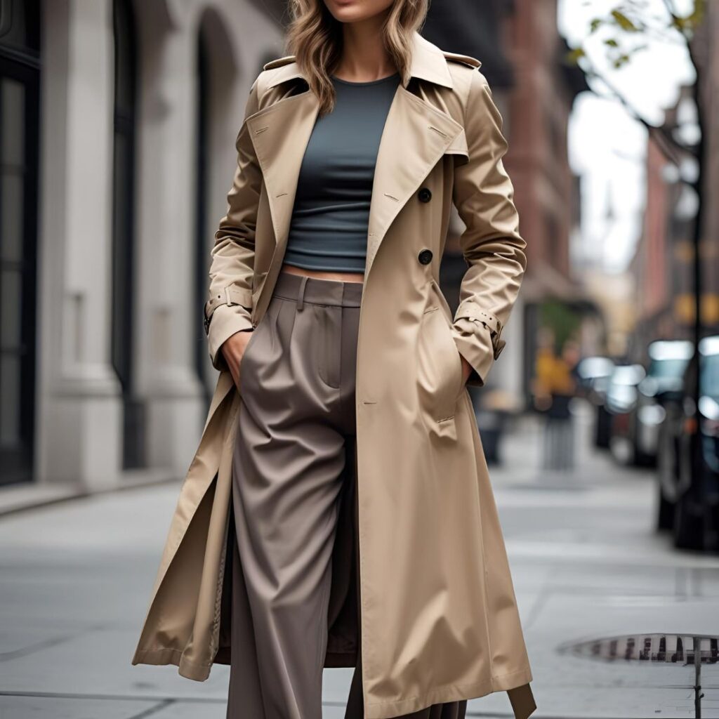 Trench Coat + Wide-Leg Pants
