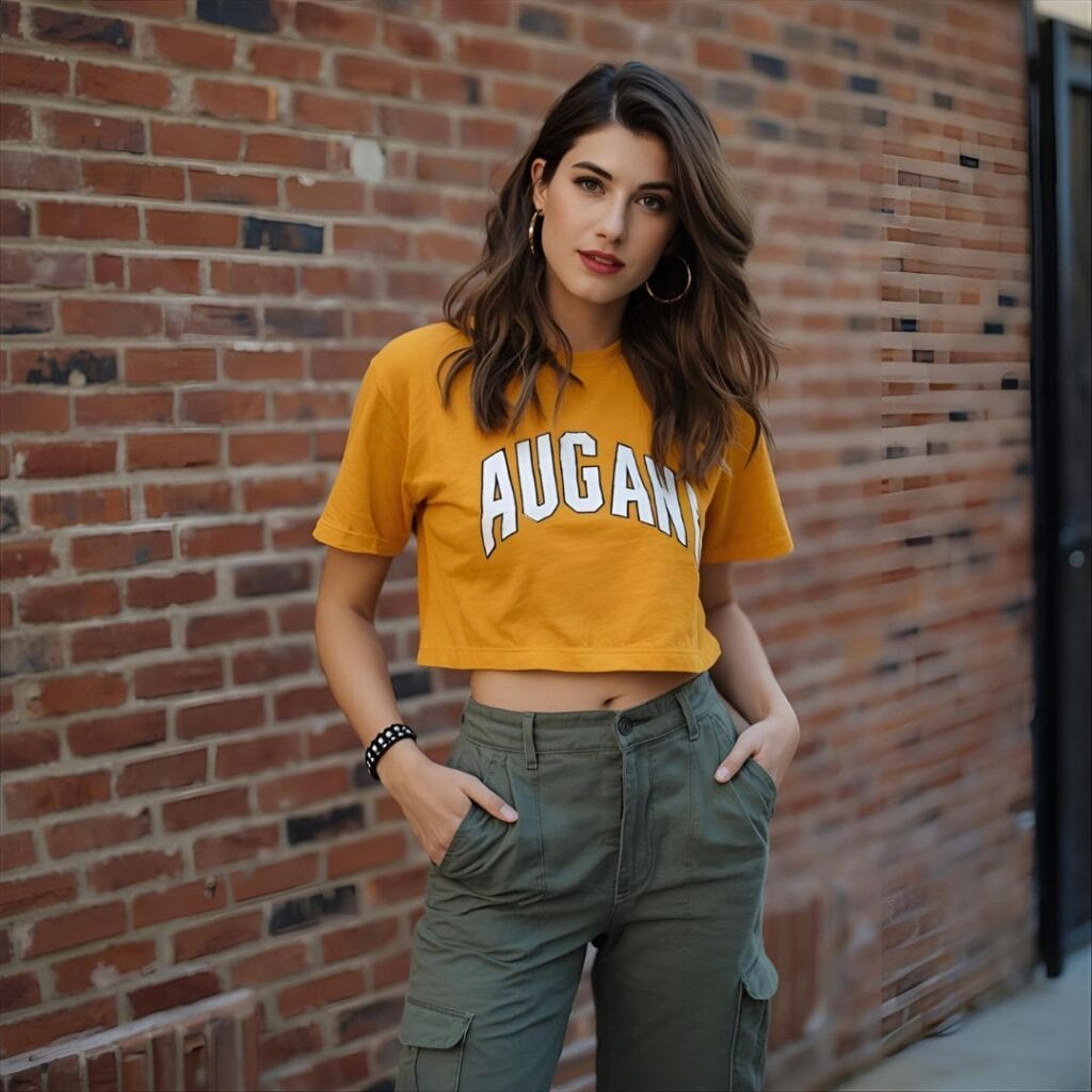 3. Crop Top with Cargo Pants