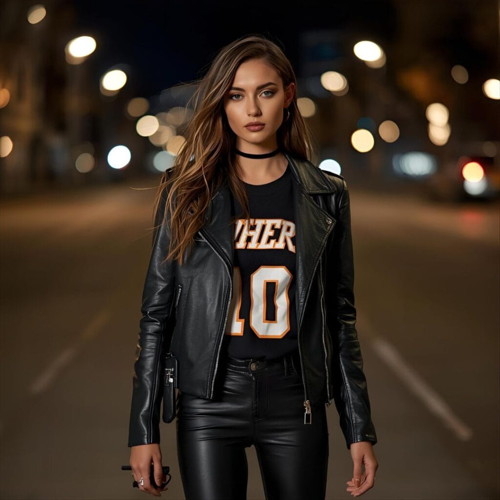 9. Leather Jacket with Jersey