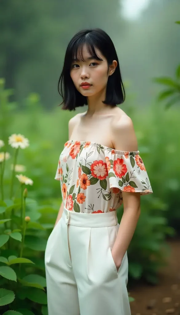 Off-Shoulder Top + Wide-Leg Trousers