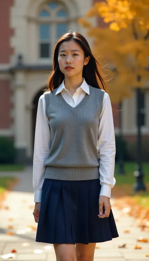 Sweater Vest + Pleated Mini Skirt