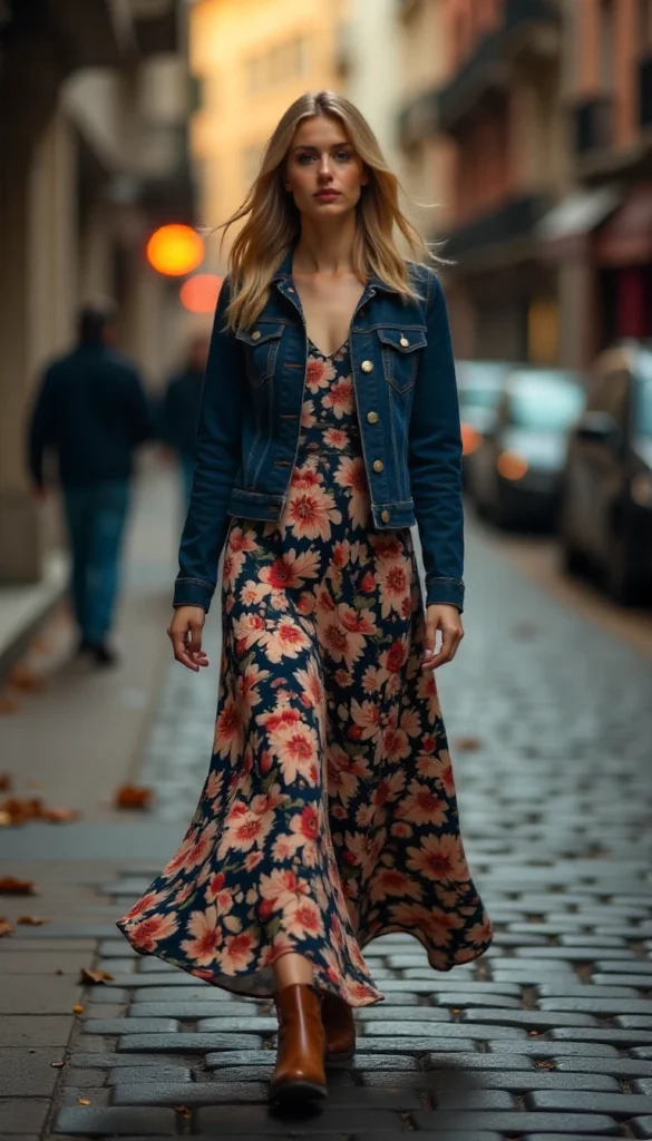 Denim Jacket + Floral Dress