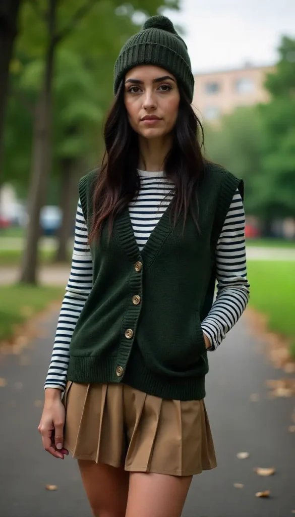 Sweater Vest + Pleated Skirt