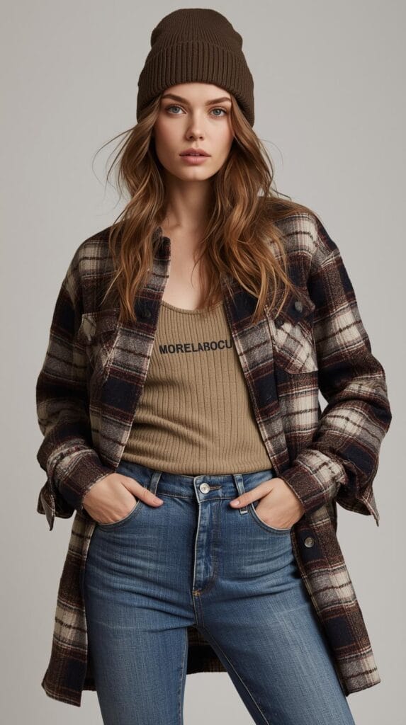 12. Flannel Shirt with Layered Tank & Jeans