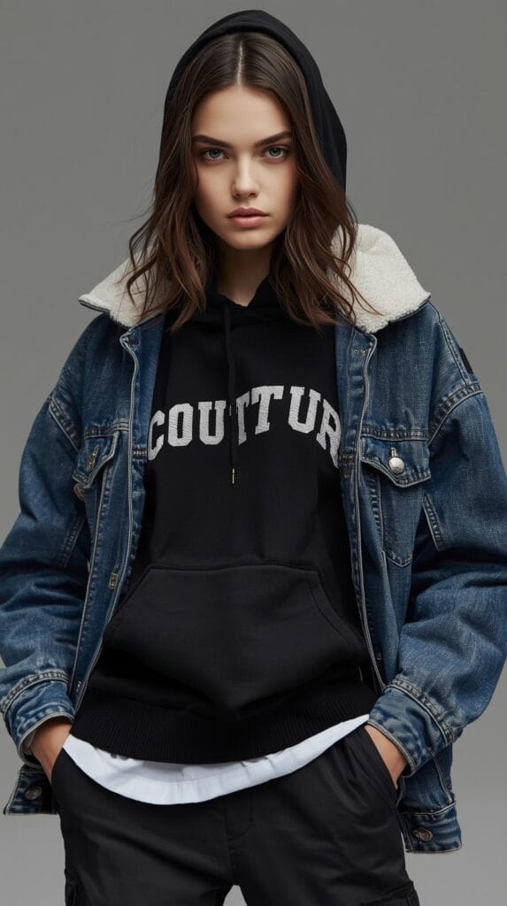 7. Hoodie & Denim Jacket Combo