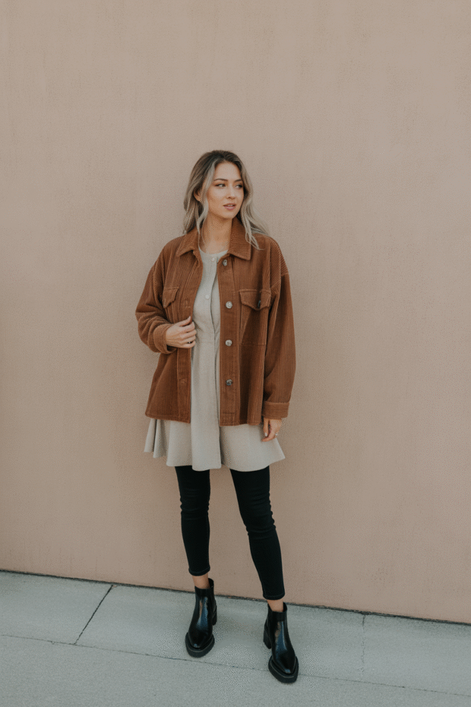 This combo looks polished and works for both casual and dressy plans.