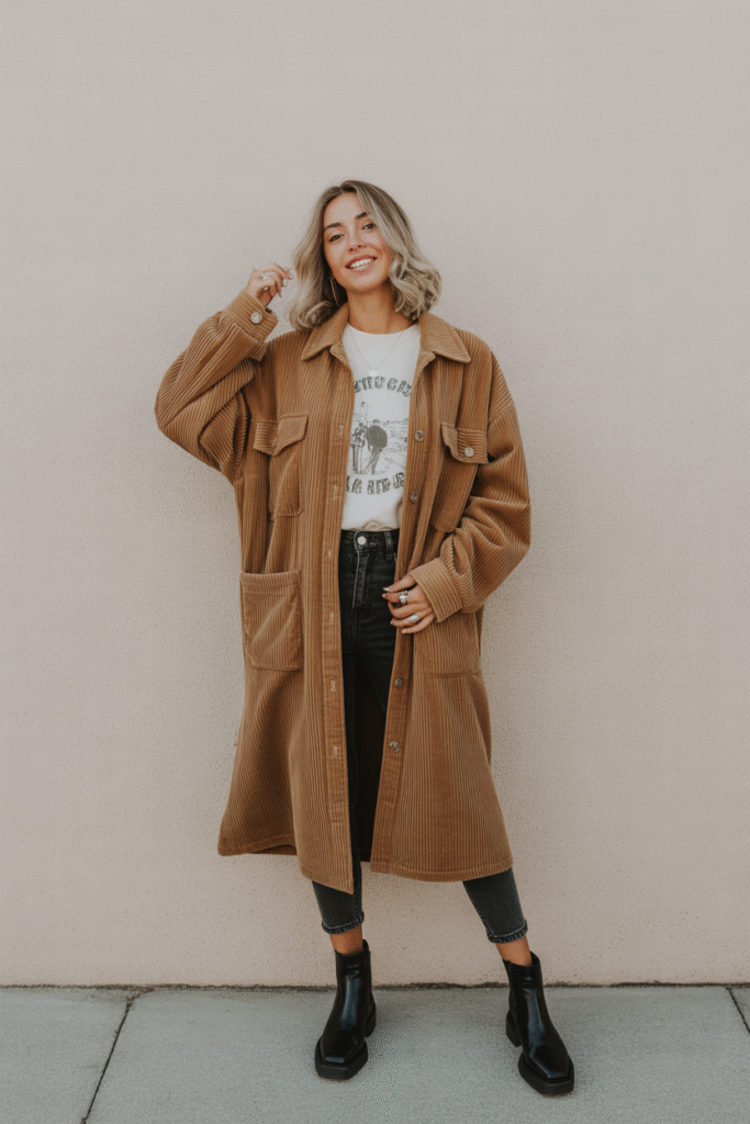  Graphic Tee and Longline Shacket