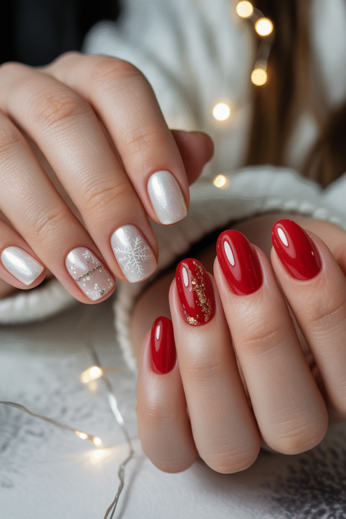  Pearl White Snowflake Nails