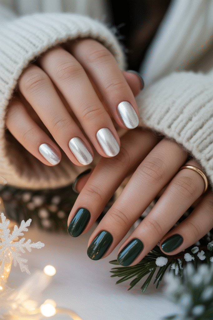 Trend #3 – Frosted Chrome Silver Nails