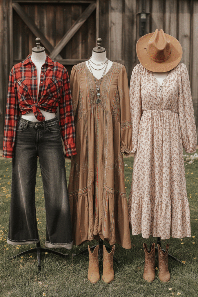 6. Cowboy Hat + Floral Dress Combo