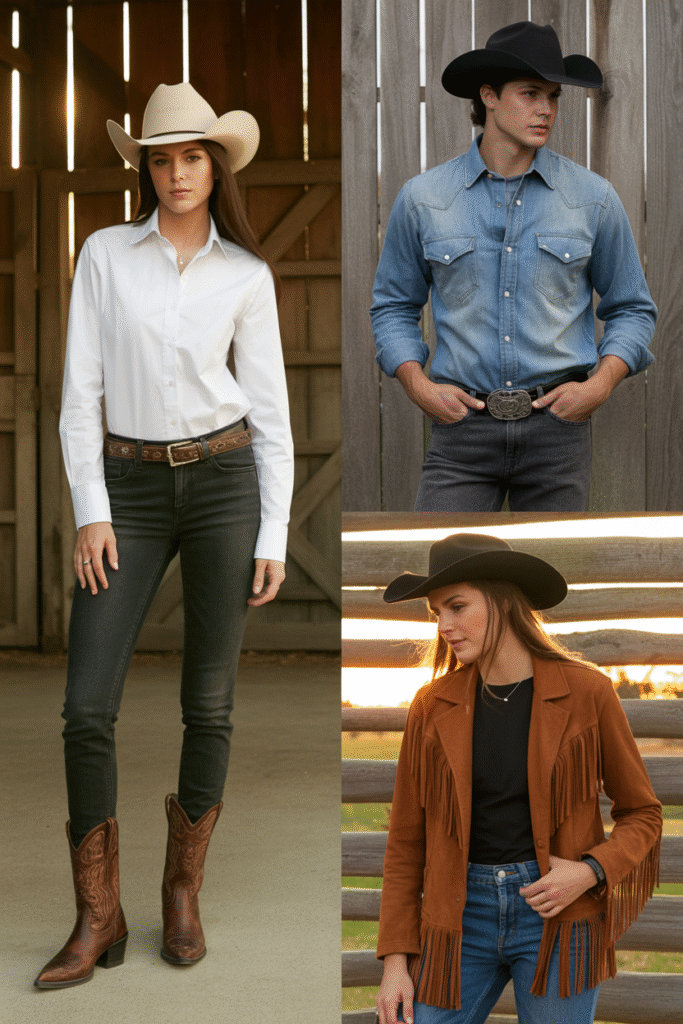 2. Denim-on-Denim Western Look
