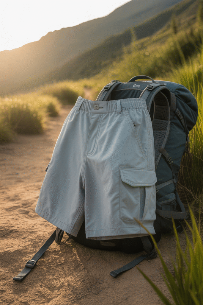 Breathable hiking shorts ready for a summer hike.