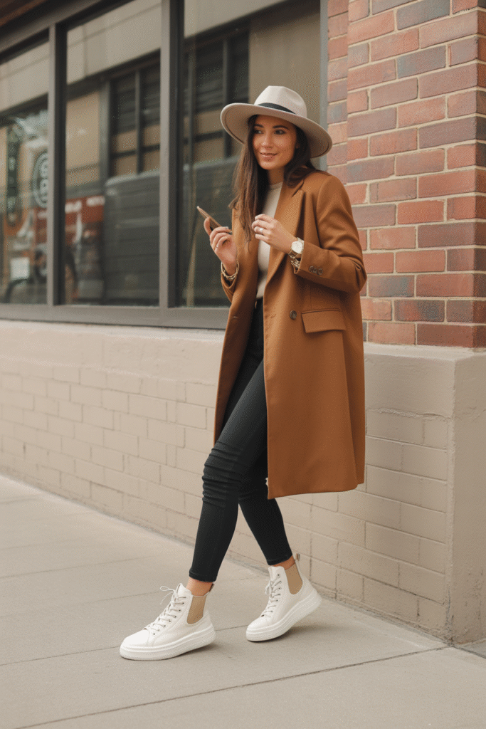 White or neutral sneakers keep things relaxed and comfortable.