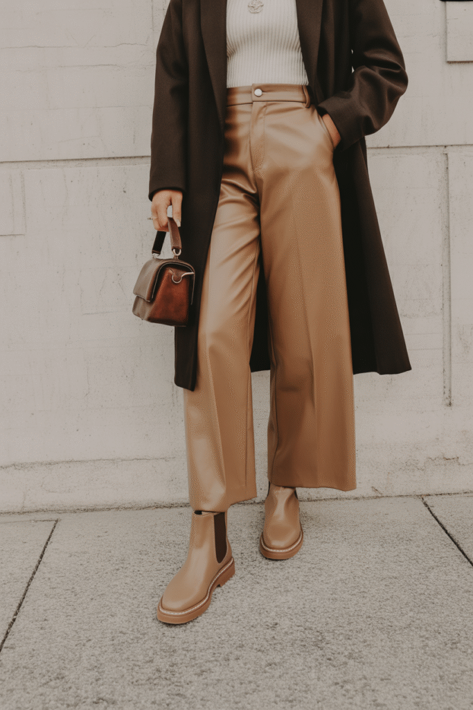 Chelsea boots, knee-high boots or simple ankle boots add warmth and match the fall look.