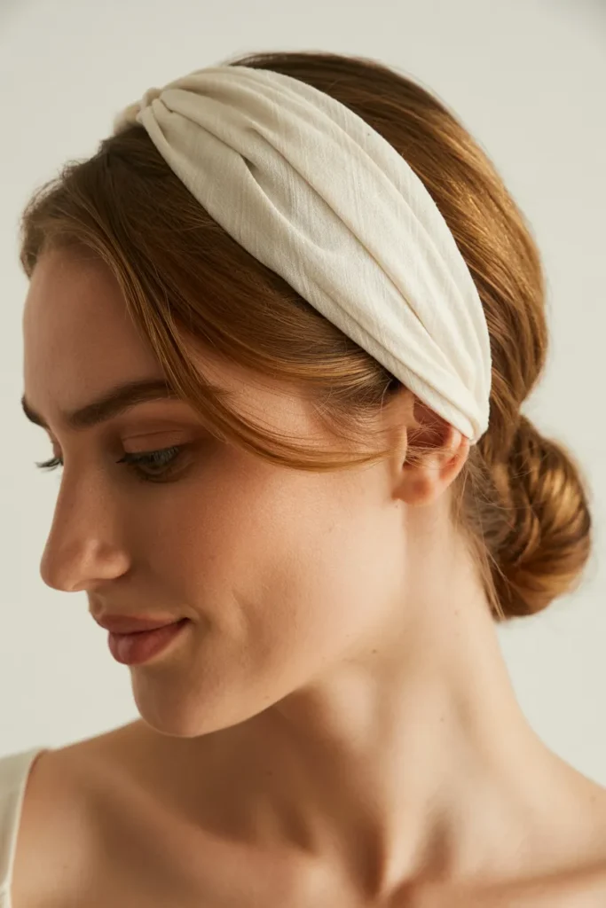 Wide Headband With a Low Bun