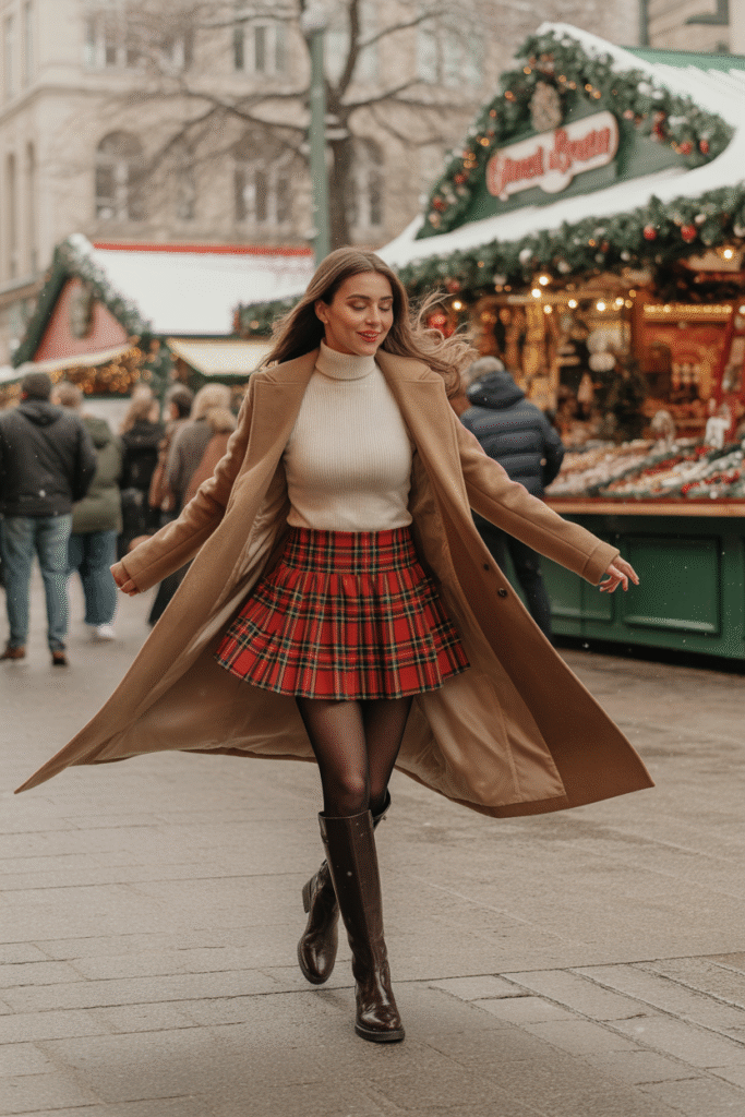 Plaid Mini Skirt + Tall Boots
