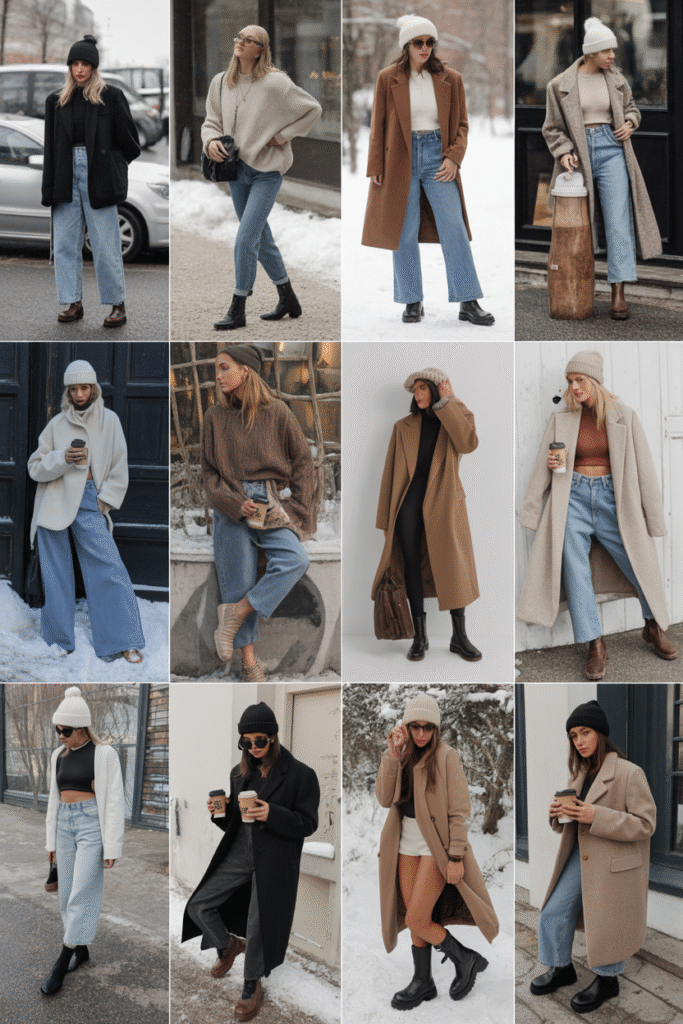 : 13 stunning winter barrel jeans outfits for 2025 – cozy sweaters, long coats, and boots included