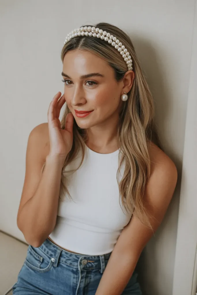 Pearl Headband With a Simple Top