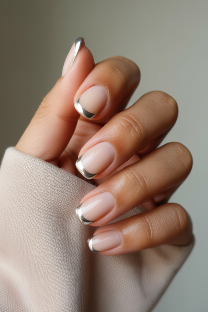 5. Micro-French with Silver Linings