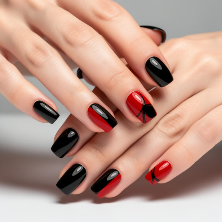 Black and Red Nails