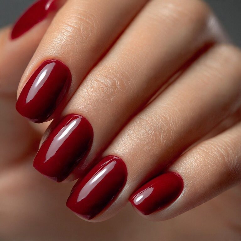 Dark red nails
