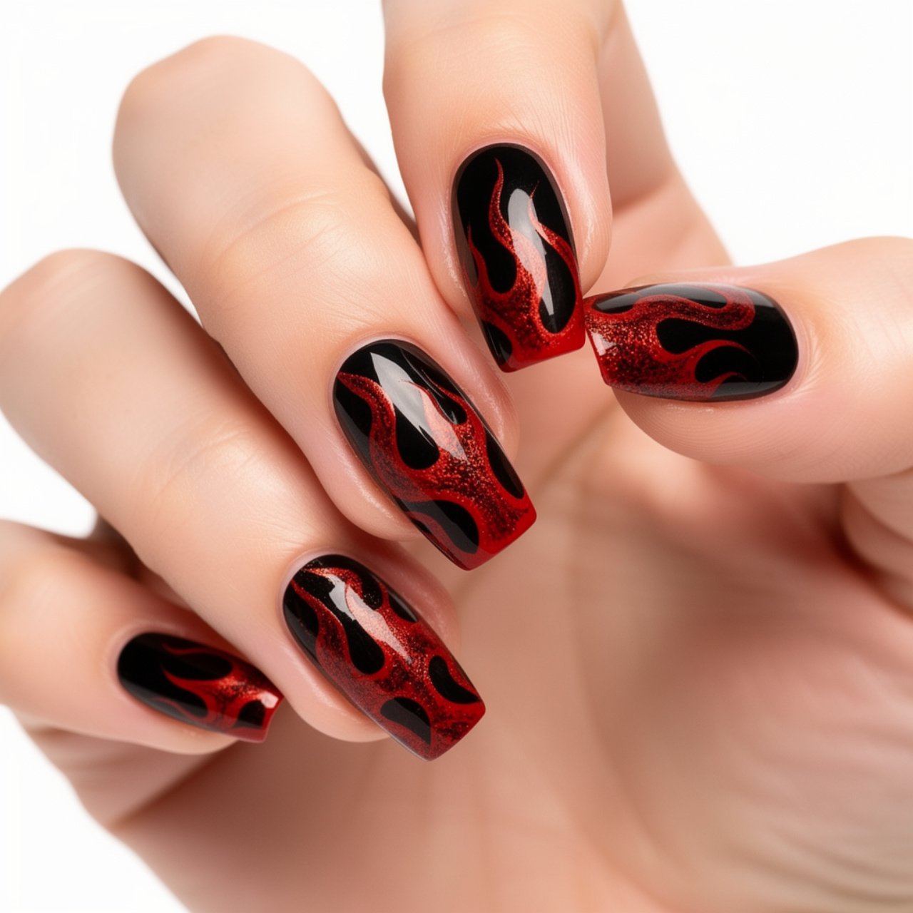  Black and Red Nails 