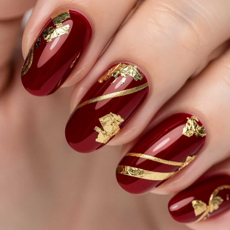 Red and Gold Nails