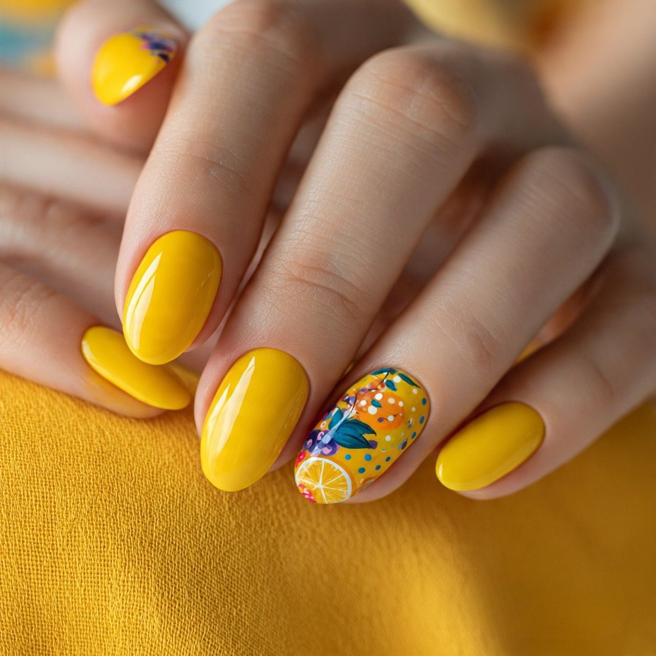 Summer nails yellow