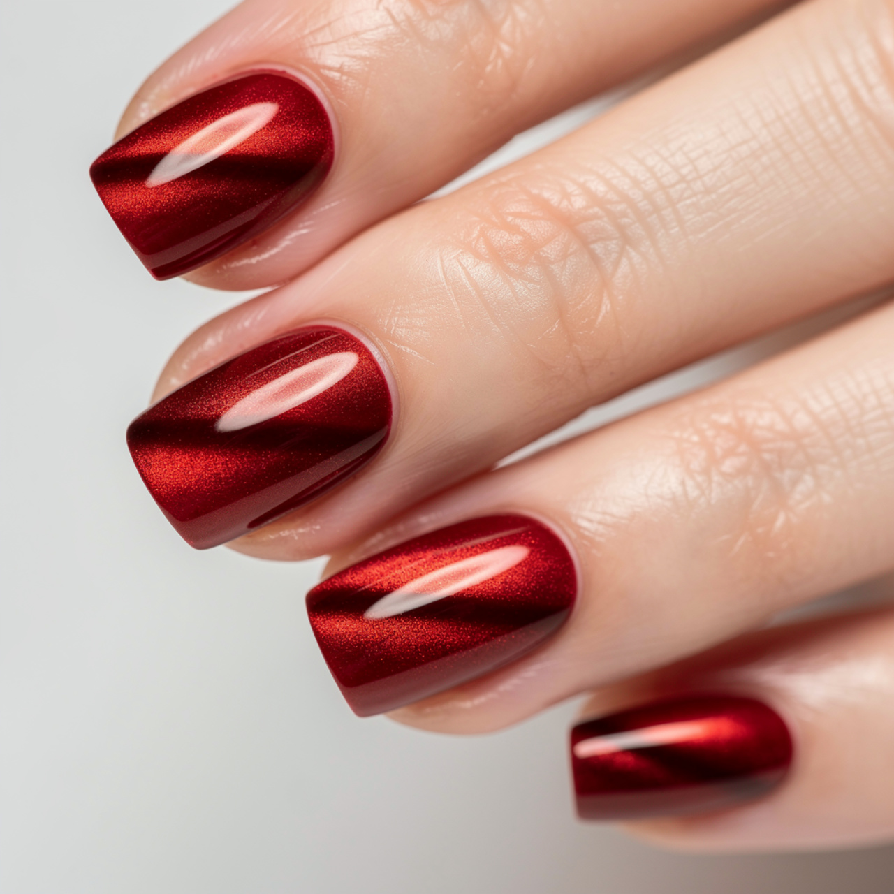 Red Cat Eye Nails