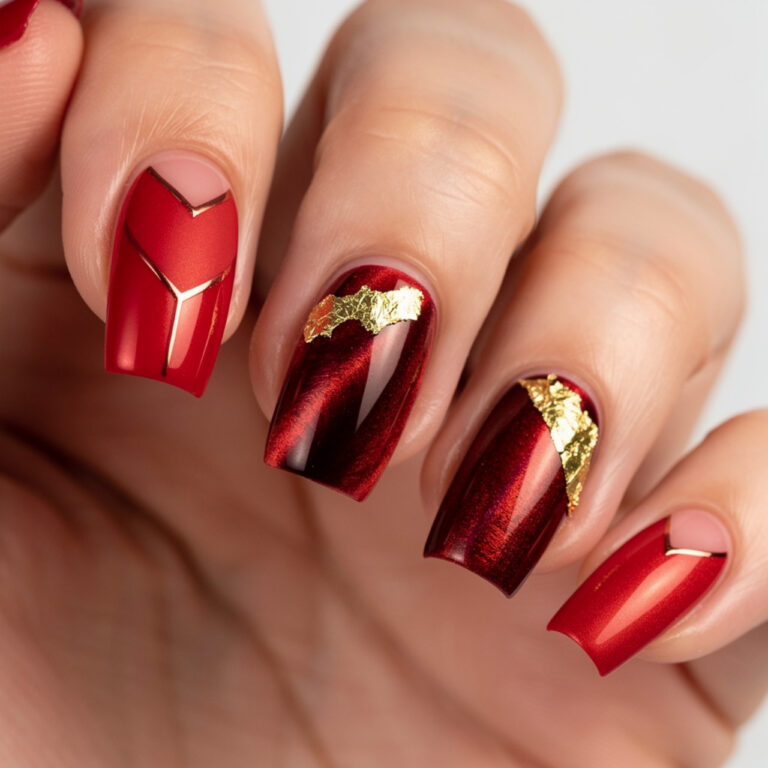 Red Cat Eye Nails
