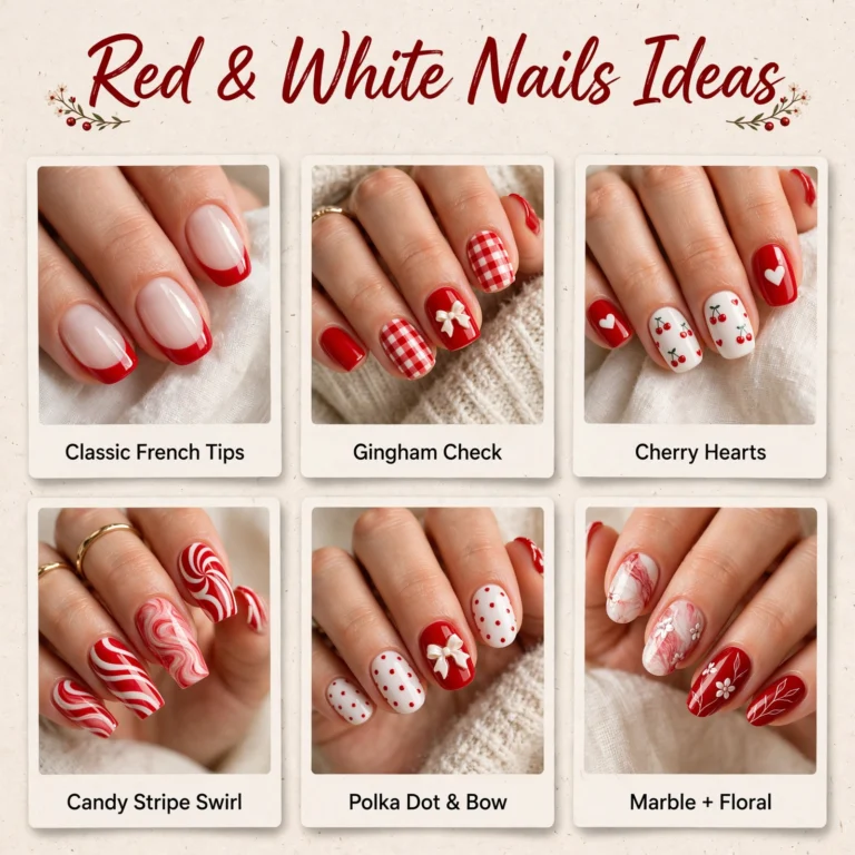 Red and White Nails