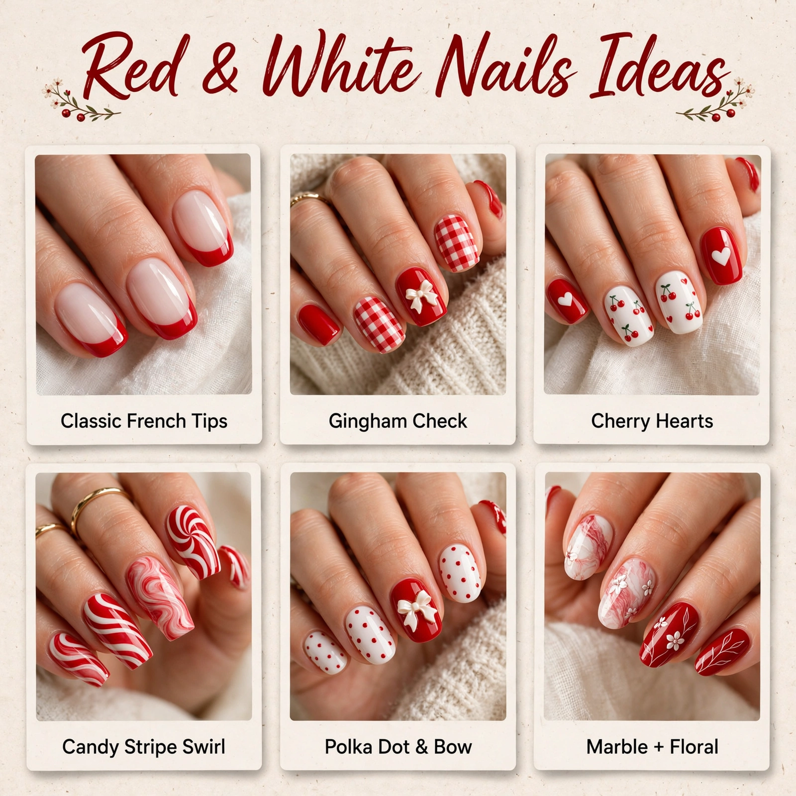 Red and White Nails
